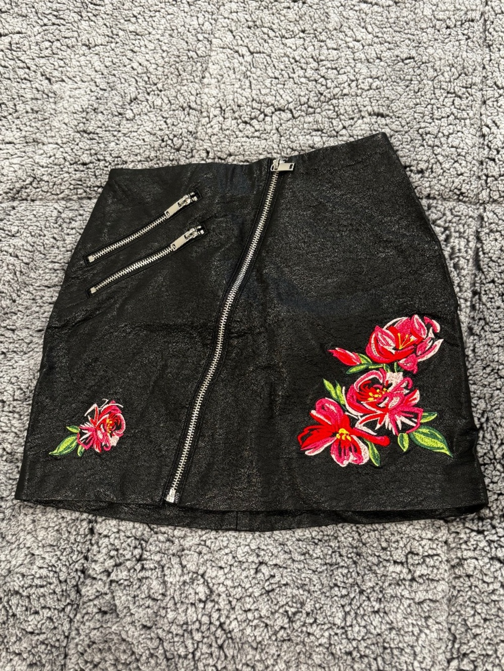 H&M Black Faux Leather Mini Skirt